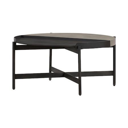 Armen Living Dua Concrete and Metal Round Modern Coffee Table LCDUCOBLCC